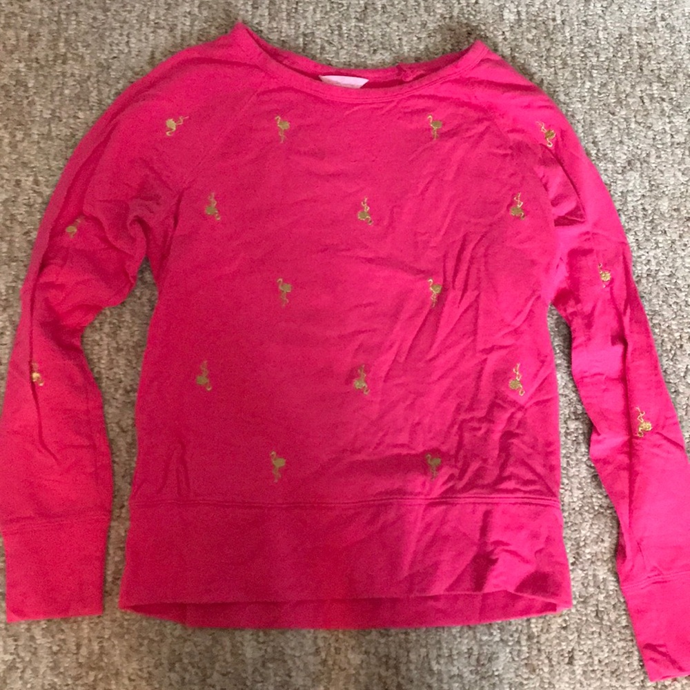 Pink sweater with flamingos